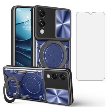 Imagem de Asuwish Capa de telefone para Samsung Galaxy S25 Edge Slide Camera Magnetic Cover com protetor de tela de vidro temperado e suporte de anel acessórios de celular híbrido S25Edge 25S S 25 25Edge