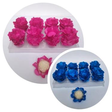 Imagem de Forminhas para Doces, 80 Peças Decorativas em Formato de Flor para Festas, Casamentos e Aniversários (Rosa Pink e Azul Royal)