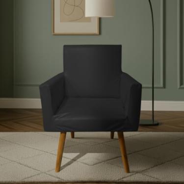 Imagem de Capa Para Poltrona Nina Decorativa Sala Escritorio Quarto Em Malha Gel Liso (Preto)
