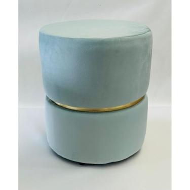 Imagem de Kit 2 Puff Redondo Luxo Provador banqueta Assento Estofado Decora Sala Escritorio Avulso Ou Conjunto(Unitário Veludo Verde Agua)