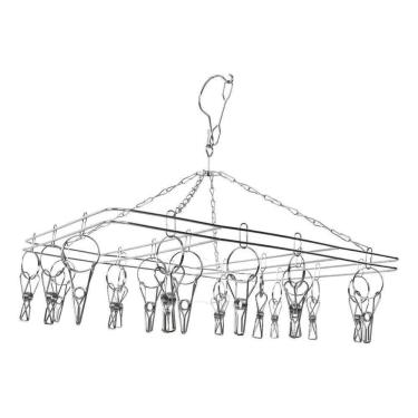 Imagem de 2X Varal Inox Pratico Calcinha Lingerie Meia 24 Prendedores