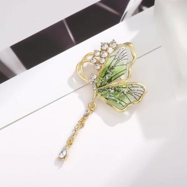 Imagem de 1 pç Broche de cor leve de luxo que muda gradualmente o temperamento artístico borla incrustada broche de zircão como um presente para mulheres, Medium, Zinco, Pérola