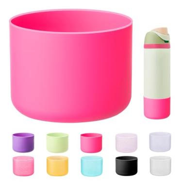 Imagem de Bluwing Bota de silicone para garrafa de água Owala 680 g, parte inferior de manga protetora antiderrapante para garrafa de água isolada Owala 680 g FreeSip/Twist/Flip (rosa vermelha)