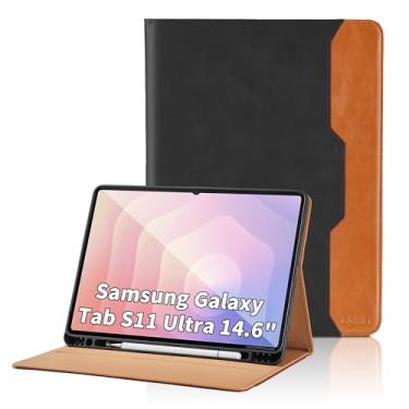 Imagem de Oduio Capa para Samsung Galaxy Tab S11 Ultra 2025 de 14,6 polegadas, modelo SM-X930 / SM-X936B, capa fólio de couro PU com suporte e bolso para caneta S, capa para tablet inteligente despertar