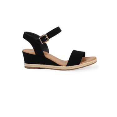 Imagem de Sandália Bebecê Anabela Fivela Natural, Preto, 38