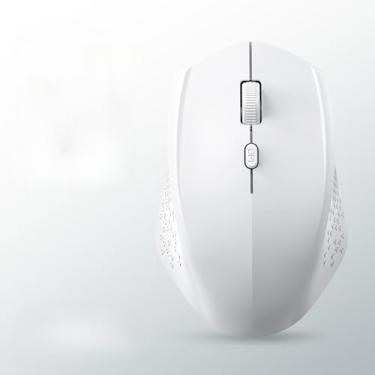 Imagem de Mouse sem fio – branco, punhos laterais alimentados por bateria para controle, mouse adequado para viagens, compatível com baterias do receptor USB Wins Laptop não incluídas