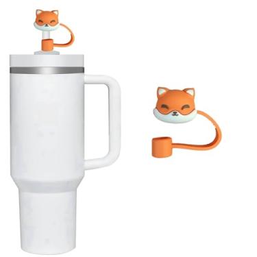 Imagem de Foxes Capa de palha para copo Stanley de 40 e 850 g, tampa de cobertura de palha de silicone de 8 mm para acessórios de copo Stanley, bonito topo de palha para copos, tampa de palha para tampas de