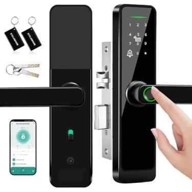 Imagem de LucZeng Fechadura Digital Biométrica, 5 em 1 Inteligente Fechadura Eletronica com Tuya Wi-Fi, Touch Screen Fechadura Digital - Abertura via Biometria, Senha Numérica, cartão IC, chave e APP