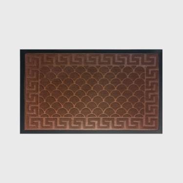 Imagem de Tapete Porta, Capacho Tapete Emborrachado Sala Banheiro Porta de Entrada Antiderrapante(45x75cm)(Ilhas Marrom)