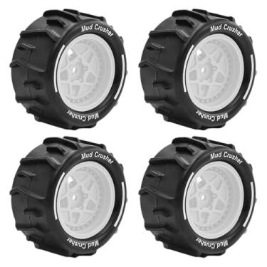 Imagem de Dynwave Kit de instalação fácil com 4 rodas e pneus para modelo DIY (faça você mesmo), upgrade profissional para Granite Grom na escala para 1:18, Branco