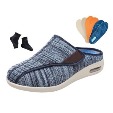 Imagem de Chinelos Largos Edema E Inchaço, Calçado Masculino Ajustável Para Caminhada Em Malha Respirável Para Edema Diabético, Calçado Ortopédico Respirável Uso Exterior, Diabéticos Plantares(Light Blue,45 EU)