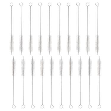 Imagem de HARFINGTON Conjunto de escovas de limpeza de palha, aço inoxidável 304 de comprimento e cerdas de nylon para garrafa de água, tubos de copo de canudo de silicone, branco (12 mm OD, conjunto de 20