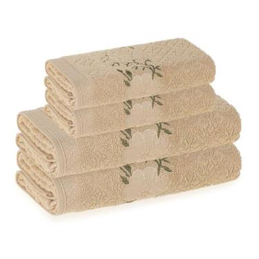 Imagem de Kit Jogo De Toalhas Karsten 4 Peças Banho e Rosto Yuna Fio Cardado, Gr