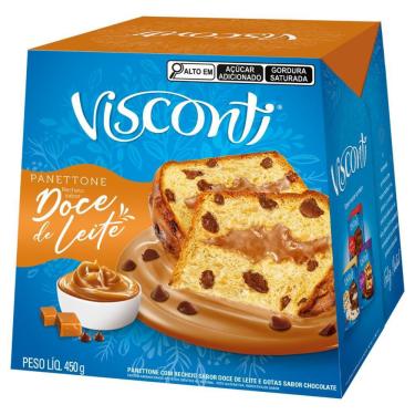 Imagem de Panettone com Gotas de Chocolate Recheio Doce de Leite Visconti 450g
