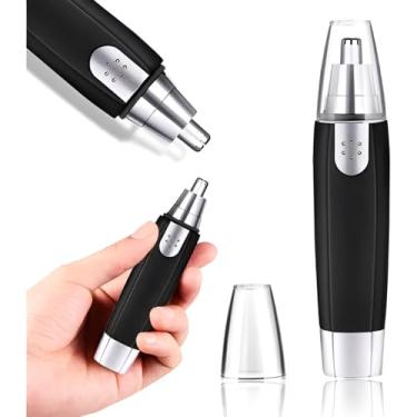 Imagem de Aparador de Pelos Nariz e Orelha, Lâminas em Aço Inoxidável, Design Compacto, 13cm x 3cm, Alimentado por Pilha AA, Preto e Prata