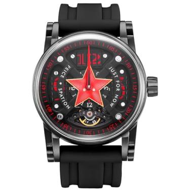 Imagem de FEICE Relógio masculino mecânico automático esqueleto para homens, aço de titânio, 50 m, impermeável, relógio de pulso masculino luminoso, analógico, sem bateria, pulseira de silicone, FM502, edição