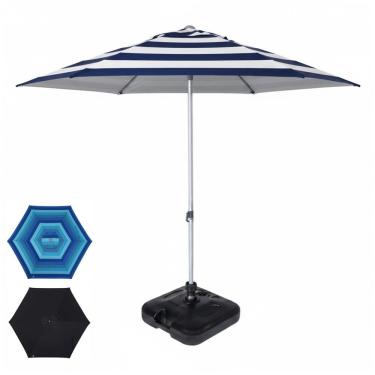 Imagem de Kit Guarda Sol Premium 2,6m Alumínio Milagres Com Base Plástica Preta - Belfix