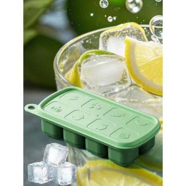 Imagem de Bandeja de cubos de gelo com tampa, moldes de cubos de gelo de plástico de silicone com tampa removível, bandejas reutilizáveis para freezer, empilháveis, para sopa, comida, coquetel, café, bebidas