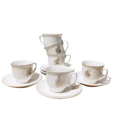 Imagem de Conjunto de Seis Requintadas XíCaras de Café em Porcelana Branca para Uso DiáRio, com Pires, Capacidade para 100 Ml.(X105 (90mL))