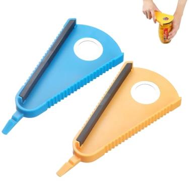 Imagem de PLAYTHROUGH Abridor de latas Ring Pull Pacote com 2, abridores de garrafas multifuncionais 3 em 1, abridor de frascos antiderrapante para mãos fracas e idosos (azul, laranja)