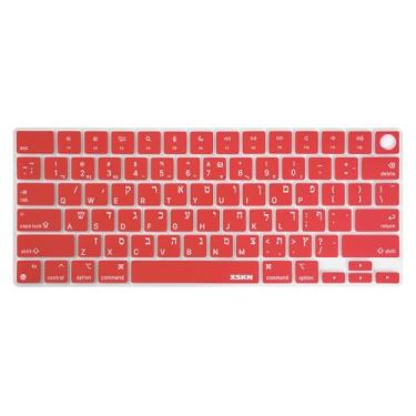 Imagem de XSKN Capa de silicone para teclado americano com letra hebraica vermelha serve para MacBook Air MacBook Pro 13,6 15,3 14,2 16,2 polegadas lançado desde 2021 com chip M1 M2 M3 M4 e Touch ID