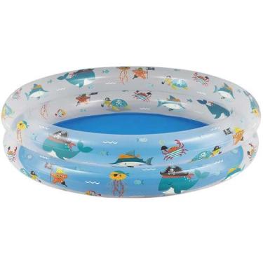Imagem de Piscina Inflável 90L Redonda com Estampa Fundo do MAR - MOR