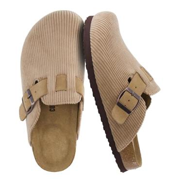 Imagem de CUSHIONAIRE Tamancos femininos Hana | Tamancos femininos confortáveis de camurça vegana | Sapatos de batata sem cadarço com palmilha de cortiça e suporte de arco | Espuma viscoelástica, larguras