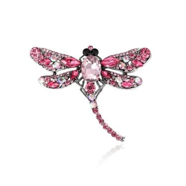 Imagem de Broche de libélula com strass de cristal para mulheres, casamento, noiva, estilo vintage, moda, acessório elegante, presente, Large, Zinco, Sem Pedra Preciosa