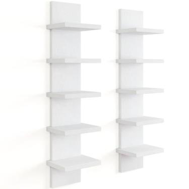 Imagem de Prateleira de parede Fun Memories, 5 camadas, branca, pacote com 2