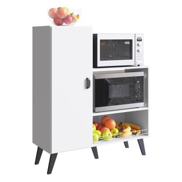 Imagem de Balcão Retrô Para Forno E Microondas Com Fruteira Multimóveis Cr20095 Branco Branco