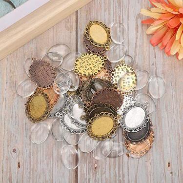 Imagem de Acouto 60pcs Requintados de Pend Base de Metal T Com Cúpulas Ovais de Vidro para Jóias Diy Fting, Acessório de Presente