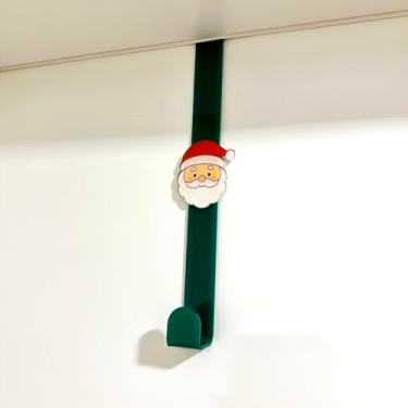 Imagem de Suporte para Guirlanda de Natal, Gancho de Porta com Personagens Natalinos, Conjunto com Pingentes de Boneco de Neve, Papai Noel, Rena e Pinguim (Papai Noel - Verde)