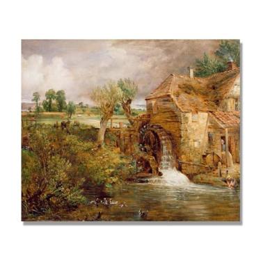 Imagem de NHLDZYH Arte de parede John Constable, (sem título 4), pôster de pinturas famosas, decoração de parede com impressão de imagem retrô de romantismo. Apenas tela 60 x 72 cm - 23,6 x 28,3 pol