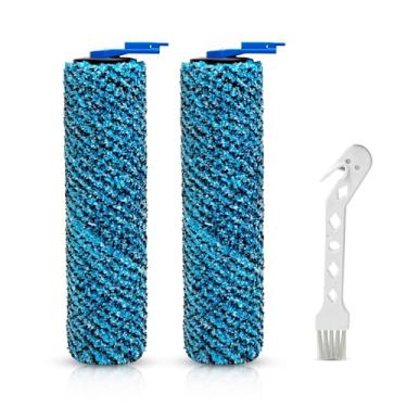 Imagem de Smilefil Rolos de escova de substituição compatíveis com Shark Steam & Scrub WW200, WW201, WW205, WW201Q (pacote com 2 + escova de limpeza) – Rolos de microfibra para esfregão a vapor de piso duro