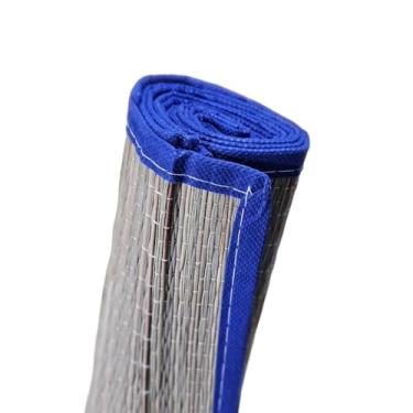 Imagem de Esteira de Praia Piquenique Camping Canga Palha Natural Verão Pé na Areia Tapete Dobrável 180x60cm (Azul)