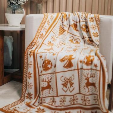 Imagem de Manta Sofa, Manta Natalina Decorativa Tricot Macia Desenho com Árvore de Natal Dupla Face(155x95cm)(LINHAÇA)