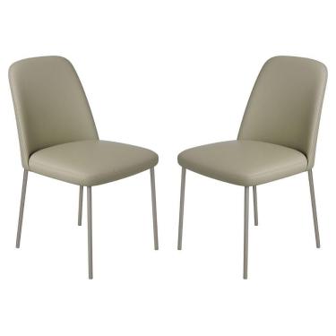 Imagem de Conjunto 2 Cadeiras Londres Couro Areia Metal Champanhe