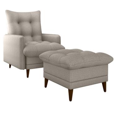 Imagem de Poltrona De Amamentaçao E Puff Montreal Linho Vancouver Milani Store Bege