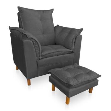 Imagem de Poltrona De Amamentação Com Puff Laura Veludo Grafite