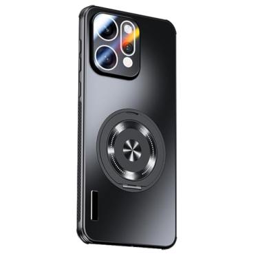 Imagem de HAOMRIYL Capa magnética para Oppo Find X9/X9pro, capa de suporte de anel de proteção de lente rígida PC capa de dissipação de calor, preta, X9Pro