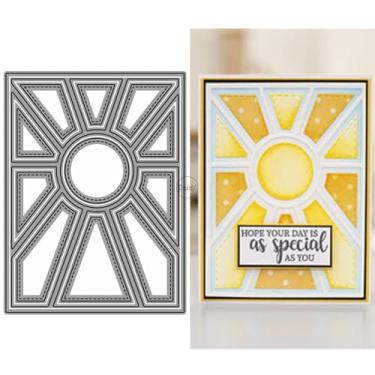 Imagem de DzIxY Placa de fundo de patchwork geométrico, matrizes de corte de metal para kit de confecção de cartões, conjunto de recortes de papel, estêncil, suprimentos, modelos de máquina