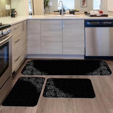 Imagem de Passadeira Cozinha，Tapete Antiderrapante Cozinha，Kit De 3 Tapetes para Melancias Sementes，Vida Criativa(03)