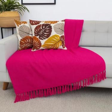 Imagem de Manta Macia para Sofá Grande Algodão Colorida (Pink, 2,30 x 1,70 m)