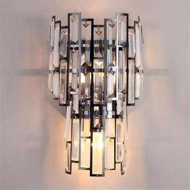 Imagem de Luminária de parede moderna e luxuosa em cristal com LED, estilo arte, para sala de estar, quarto, cabeceira, casa de campo, hotel, escritório, escada e corredor (Estilo 11 B D22H33CM)