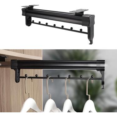 Imagem de Varão Extensível Para Roupas - Vara De Roupeiro Deslizante, Vara Extensível Para Roupeiro Em Aço, Suporte Organizador De Roupas Ajustável, Para Vara De Pendurar Para Ar, 26cm/10inch