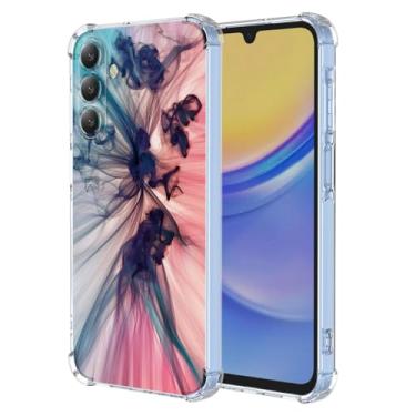 Imagem de WEIOUHR Capa para Galaxy A15 5G Samsung A15 5G Transparente TPU Macio Design Padrão Abstrato, Resistente a Choques Capa Protetora Leve, para Samsung Galaxy A15 5G (Azul Escuro Rosa)