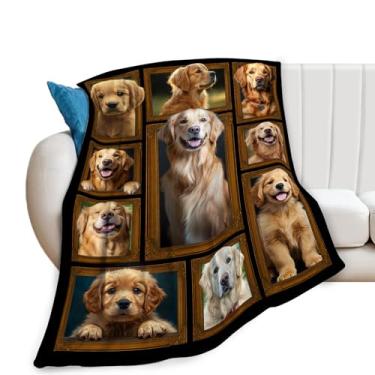 Imagem de Cobertor Golden Retriever, cobertor para cães Golden Retriever, cobertores de flanela de lã para meninas, mulheres, adultos, roupa de cama macia, presente para sofá-cama, escritório, decoração de casa