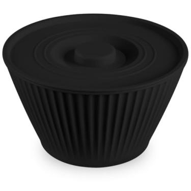 Imagem de Pote Redondo Tigela Com Tampa 1L Bowl Organização Alimentos (Preto)