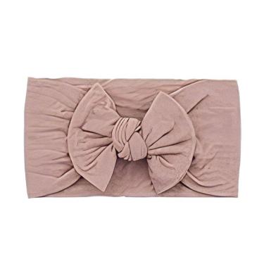 Imagem de Laços De Cabelo Infantil Menina Turbantes De Bebê Fixa Grossa Rosé