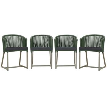 Imagem de 4 Cadeiras De Jantar Noronha Fendi Corda Náutica E11 Trama Verde